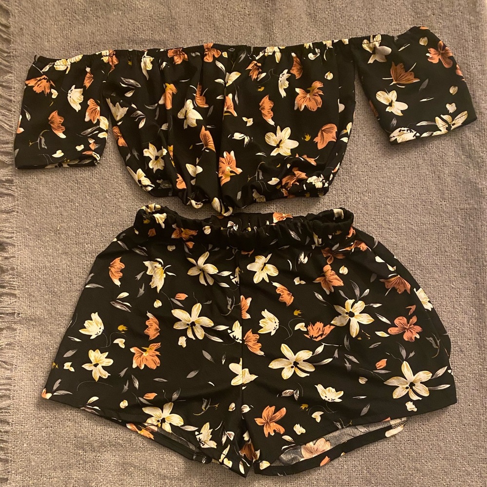 Summer set crop top shorts